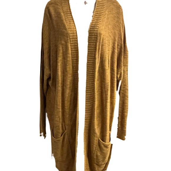 Sonoma Women's Duster mustard yellow  Open front knitted Cardigan Sweater XL - Picture 9 of 9